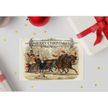 Vintage Joyeux Cheval de Noël Sleigh Ride