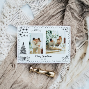 Cartes Pour Fêtes Annuelles Vintage Joyeux Doodle de Noël Photo