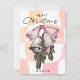 Cartes Pour Fêtes Annuelles Vintage Joyeux Noël Cloches Rubans de Noël