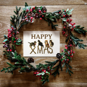 Cartes Pour Fêtes Annuelles Vintage Joyeux Noël Joyeux Chat Kitten Noël