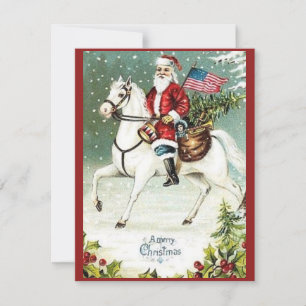 Cartes Pour Fêtes Annuelles Vintage Joyeux Noël Patriotique Père Noël