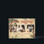Cartes Pour Fêtes Annuelles Vintage Joyeux Noël Photo<br><div class="desc">Vintage Joyeux Noël 3 photo collage de vacances carte postale pin vintage arrière - plan rustique. Ajoutez vos photos de famille préférées pour personnaliser. Ajoutez votre message personnel à l'envers de la carte. Si simple,  mais chic.</div>