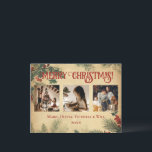 Cartes Pour Fêtes Annuelles Vintage Joyeux Noël Photo<br><div class="desc">Vintage Joyeux Noël 3 photo collage de vacances carte postale pin vintage arrière - plan rustique. Ajoutez vos photos de famille préférées pour personnaliser. Ajoutez votre message personnel à l'envers de la carte. Si simple,  mais chic.</div>