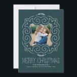 Cartes Pour Fêtes Annuelles Vintage Joyeux Noël Photo<br><div class="desc">Elegant,  photo de Vintage Christma sur Teal.</div>