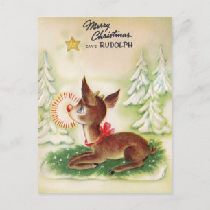 Cartes Pour Fêtes Annuelles Vintage Joyeux Noël Star Rudolph