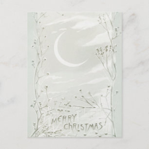 Cartes Pour Fêtes Annuelles Vintage Joyeux sapin de Noël Lune Sky Snow