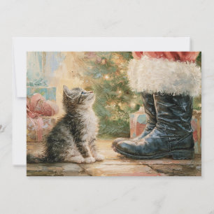 Cartes Pour Fêtes Annuelles Vintage Kitten de Noël Arbre de Noël