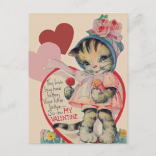 Cartes Pour Fêtes Annuelles Vintage Kitten Valentine