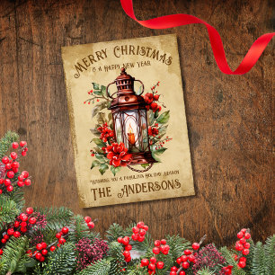 Cartes Pour Fêtes Annuelles Vintage lanterne Joyeux Noël Bonne année