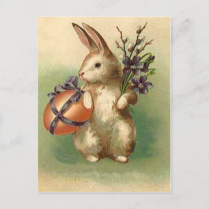 Cartes Pour Fêtes Annuelles Vintage lapin de Pâques Fleurs d'oeufs de Pâques P