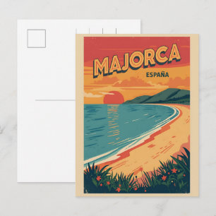Cartes Pour Fêtes Annuelles Vintage Majorque plage Espagne souvenirs de voyage