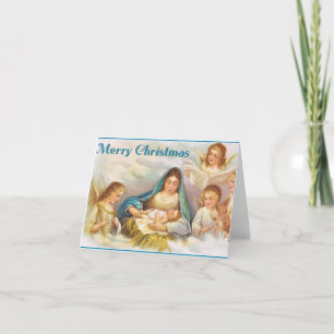 Cartes Pour Fêtes Annuelles Vintage Marie Et Bébé Jésus Et Anges Noël