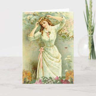 Cartes Pour Fêtes Annuelles Vintage May Day Beltane Floral Lady
