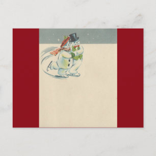 Cartes Pour Fêtes Annuelles Vintage Merrie Christmas Snowman Couple 2