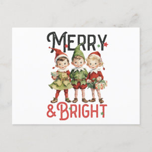 Cartes Pour Fêtes Annuelles Vintage Merry & Bright Joyeux Noël