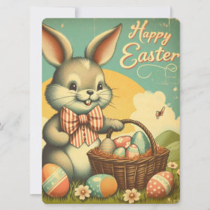 Cartes Pour Fêtes Annuelles Vintage, mignon, fantaisie et coloré lapin de Pâqu