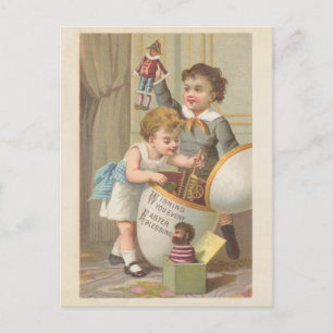 Cartes Pour Fêtes Annuelles Vintage mignon petit garçon jouets oeuf pâques bén