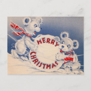 Cartes Pour Fêtes Annuelles Vintage mignonne Ours Snowball Joyeux Noël