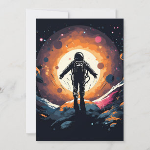 Cartes Pour Fêtes Annuelles Vintage minimaliste astronaute aventure spatiale
