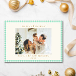 Cartes Pour Fêtes Annuelles Vintage Mint Green Plaid Photo personnalisée Noël<br><div class="desc">Carte de Noël vintage Monnaie Verte En vichy Plantée Photo personnalisée</div>