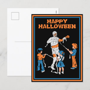 Cartes Pour Fêtes Annuelles Vintage momie d'horreur avec les enfants halloween