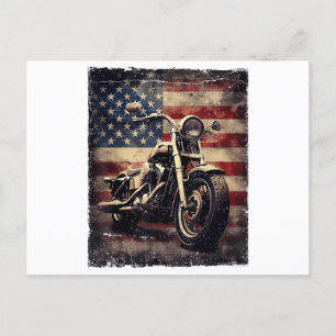Cartes Pour Fêtes Annuelles Vintage Motorcycle USA Drapeau Retro Biker América