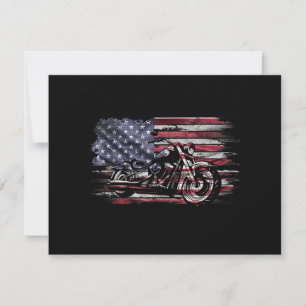 Cartes Pour Fêtes Annuelles Vintage Motorcycle USA Drapeau Retro Biker, Motorc