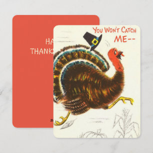 Cartes Pour Fêtes Annuelles Vintage ne peut pas me rattraper Thanksgiving Turq