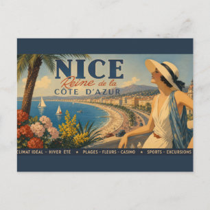 Cartes Pour Fêtes Annuelles Vintage Nice Reine Côte d'Azur