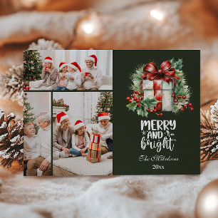 Cartes Pour Fêtes Annuelles Vintage Noël 3 Photos Célébration de famille