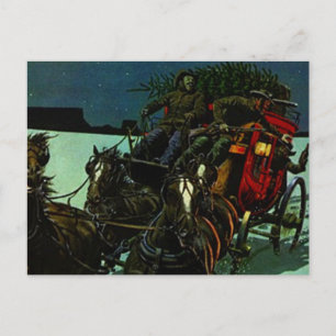 Cartes Pour Fêtes Annuelles Vintage Noël Arbre livraison de la stagecoach oues