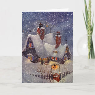 Cartes Pour Fêtes Annuelles Vintage Noël, Atelier du Père Noël Pôle Nord