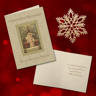 Cartes Pour Fêtes Annuelles Vintage Noël Bébé Jésus prêtre catholique