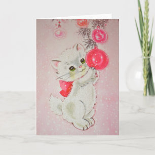 Cartes Pour Fêtes Annuelles Vintage Noël Blanc Kitty