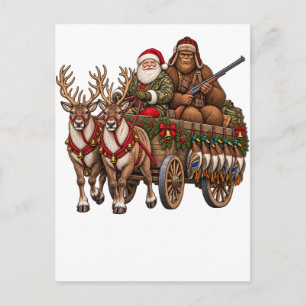 Cartes Pour Fêtes Annuelles Vintage Noël Chasse Santa Bigfoot Canard