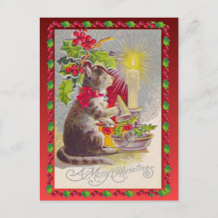 Cartes Pour Fêtes Annuelles Vintage Noël, chat de Noël