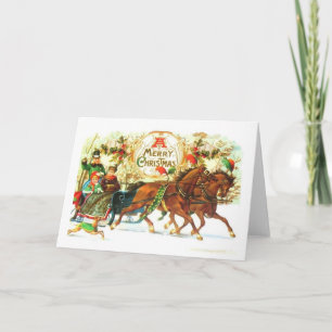 Cartes Pour Fêtes Annuelles Vintage Noël Chevaux de nuit