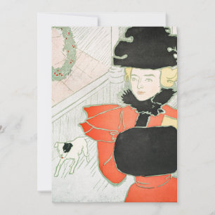 Cartes Pour Fêtes Annuelles Vintage Noël femme et peinture de chien