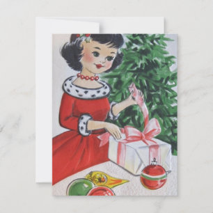 Cartes Pour Fêtes Annuelles Vintage Noël fille décapant présent