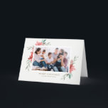 Cartes Pour Fêtes Annuelles Vintage Noël Fleurs rouges Photo<br><div class="desc">Joyeux Noël! Envoyez vos souhaits de vacances et vos salutations avec ce carte photo de vacances vintage et élégant. Il présente des illustrations aquarelle de poinsettia rouge avec verdure. Personnalisez cette carte de Noël florale en ajoutant votre photo préférée, votre salutation, vos noms et autres détails. Les textes sont entièrement...</div>