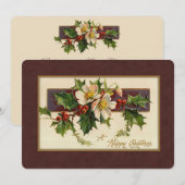 Cartes Pour Fêtes Annuelles Vintage Noël Floral (Devant / Derrière)