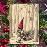 Cartes Pour Fêtes Annuelles Vintage Noël Gnome Couper l'arbre de Noël<br><div class="desc">Carte Vintage Noël Gnome Coupe et Tirage de Noël Arbre de Noël Carte de vacances.</div>