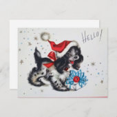 Cartes Pour Fêtes Annuelles Vintage Noël mignonne Chiot (Devant / Derrière)
