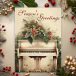 Cartes Pour Fêtes Annuelles Vintage Noël Musique Grand Piano Verdure<br><div class="desc">La "Vintage Christmas Music Grand Piano Greenery Holiday Card" est une façon intemporelle et élégante de répandre la joie des vacances. Cette carte présente un design charmant de décoration de Noël vintage, avec un piano à queue entouré de verdure festive. Avec son attrait classique et son thème musical, cette carte...</div>
