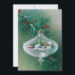 Cartes Pour Fêtes Annuelles Vintage Noël Ornament Scène d'hiver<br><div class="desc">Belle décoration de Noël Vintage avec une scène de neige hivernale à l'intérieur. Un complément parfait à votre collection vintage ou un excellent moyen d'envoyer en famille et entre amis pour la saison des fêtes. Ceci peut être transféré à d'autres produits,  y compris une carte de vacances pliée.</div>