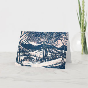 Cartes Pour Fêtes Annuelles Vintage Noël, Paysage de la montagne de neige d'hi