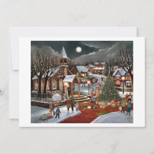 Cartes Pour Fêtes Annuelles Vintage Noël paysage enneigé