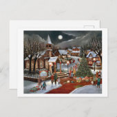 Cartes Pour Fêtes Annuelles Vintage Noël paysage enneigé (Devant / Derrière)