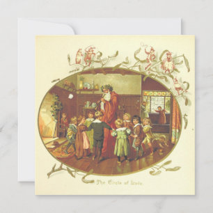 Cartes Pour Fêtes Annuelles Vintage Noël Père Noël avec enfants