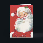 Cartes Pour Fêtes Annuelles Vintage Noël Père Noël, Jolly et Winking<br><div class="desc">Illustration vintage Design de Noël avec un joyeux Père Noël joyeux,  portant un casquette et en train de se baigner comme s'il avait un secret. Ho,  ho,  ho,  Joyeux Noël !</div>